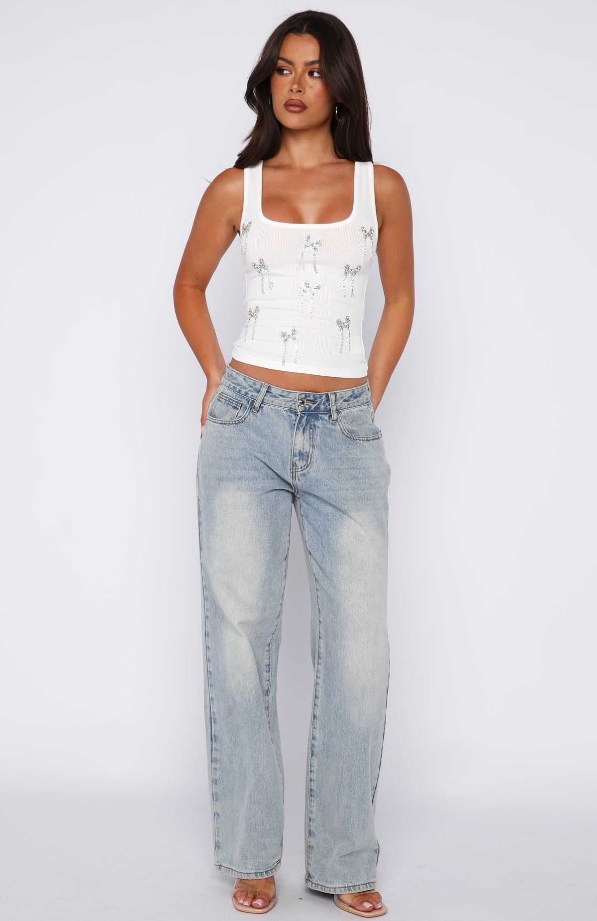 Sweet Angel Rib Tank White