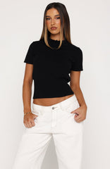 Sweet But Serious Cinched Waist Collared Top Black