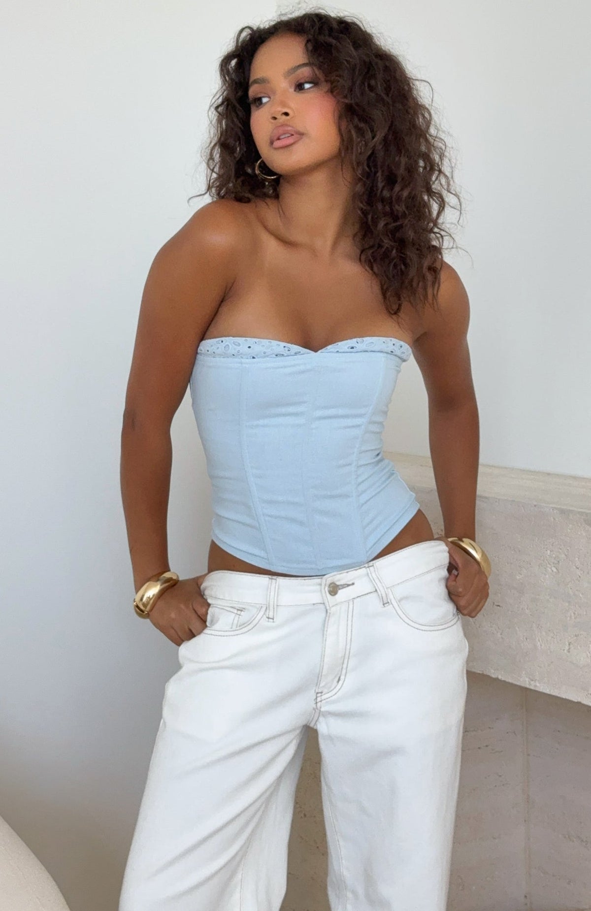 Sweet Drift Strapless Bustier Light Blue