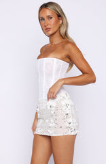 Sweetest Escape Embellished Mini Skirt White