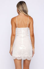 Taking It Easy Sequin Mini Dress Off White