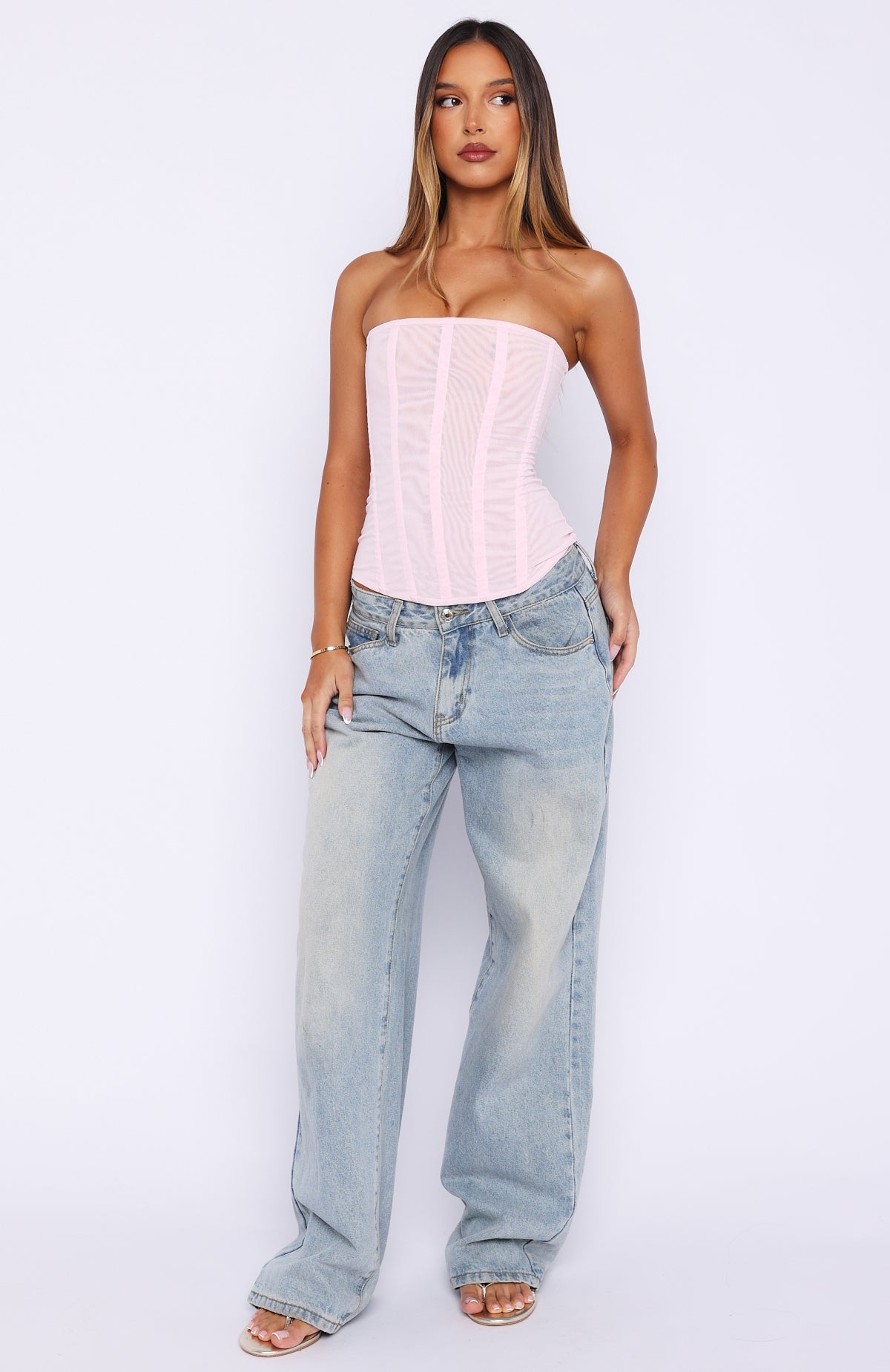 Tell Me A Secret Strapless Bustier Baby Pink