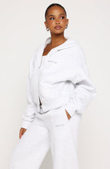 Test Drive Boxy Zip Front Hoodie Grey Marle
