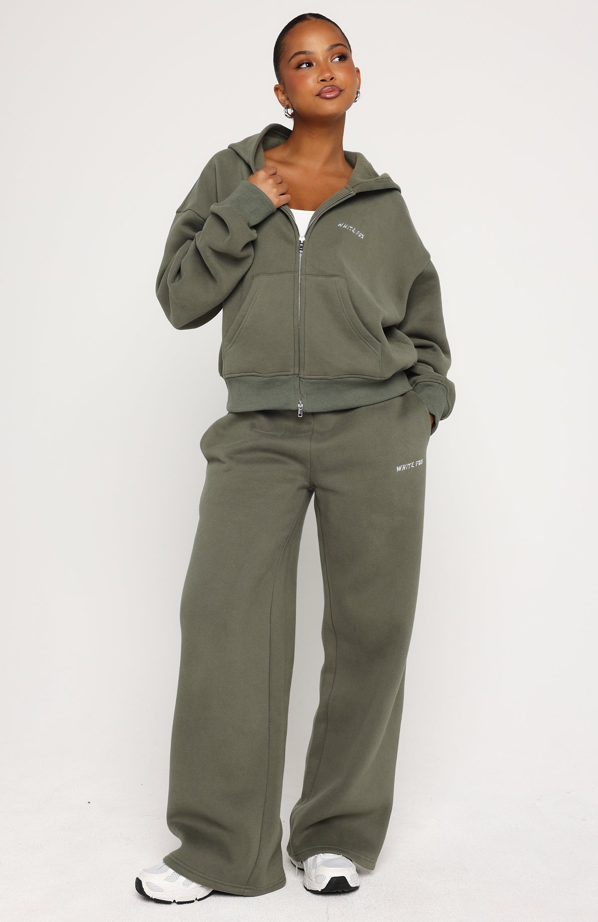 Test Drive Boxy Zip Front Hoodie Khaki