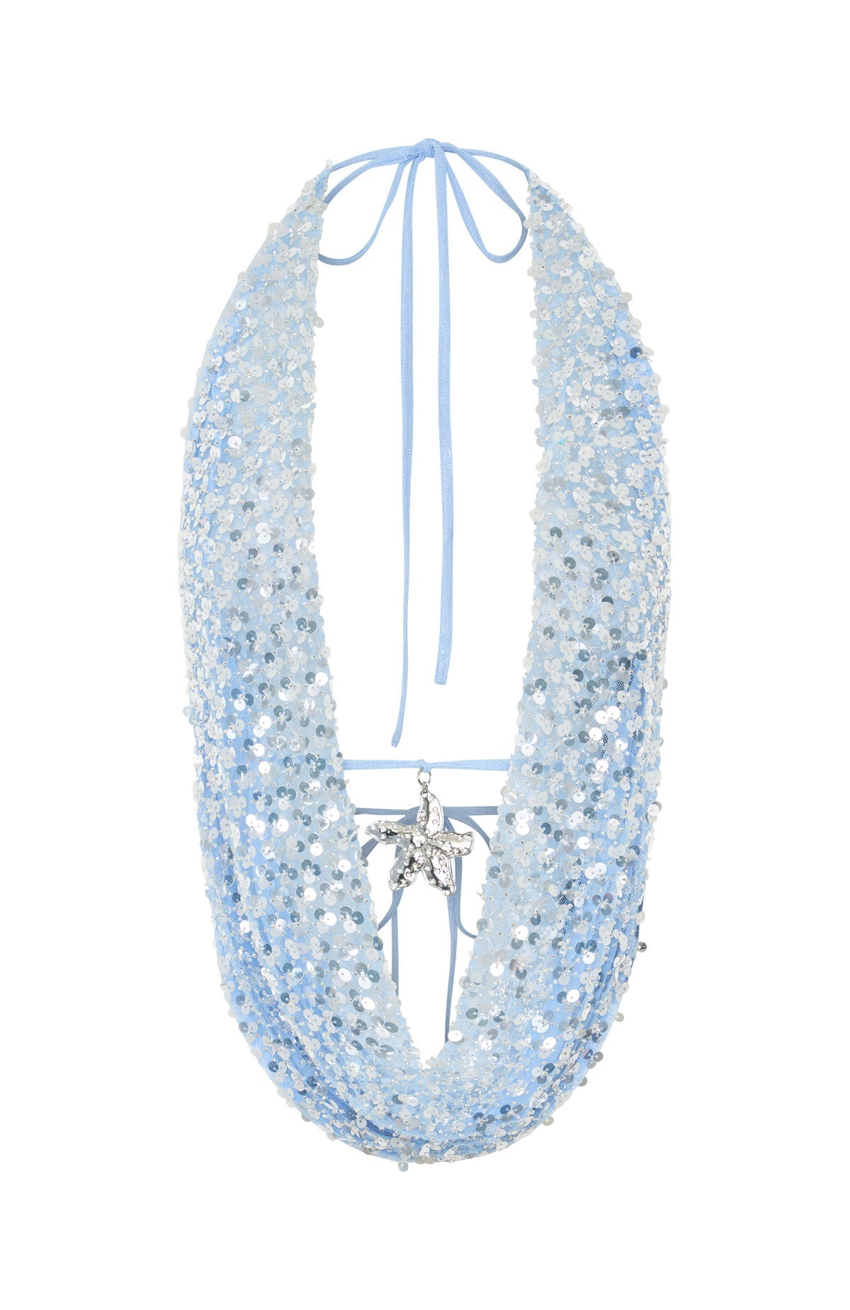 Timeless Secrets Sequin Cowl Neck Top Misty Blue