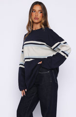 Too Cool For You Oversized Long Sleeve Tee Navy
