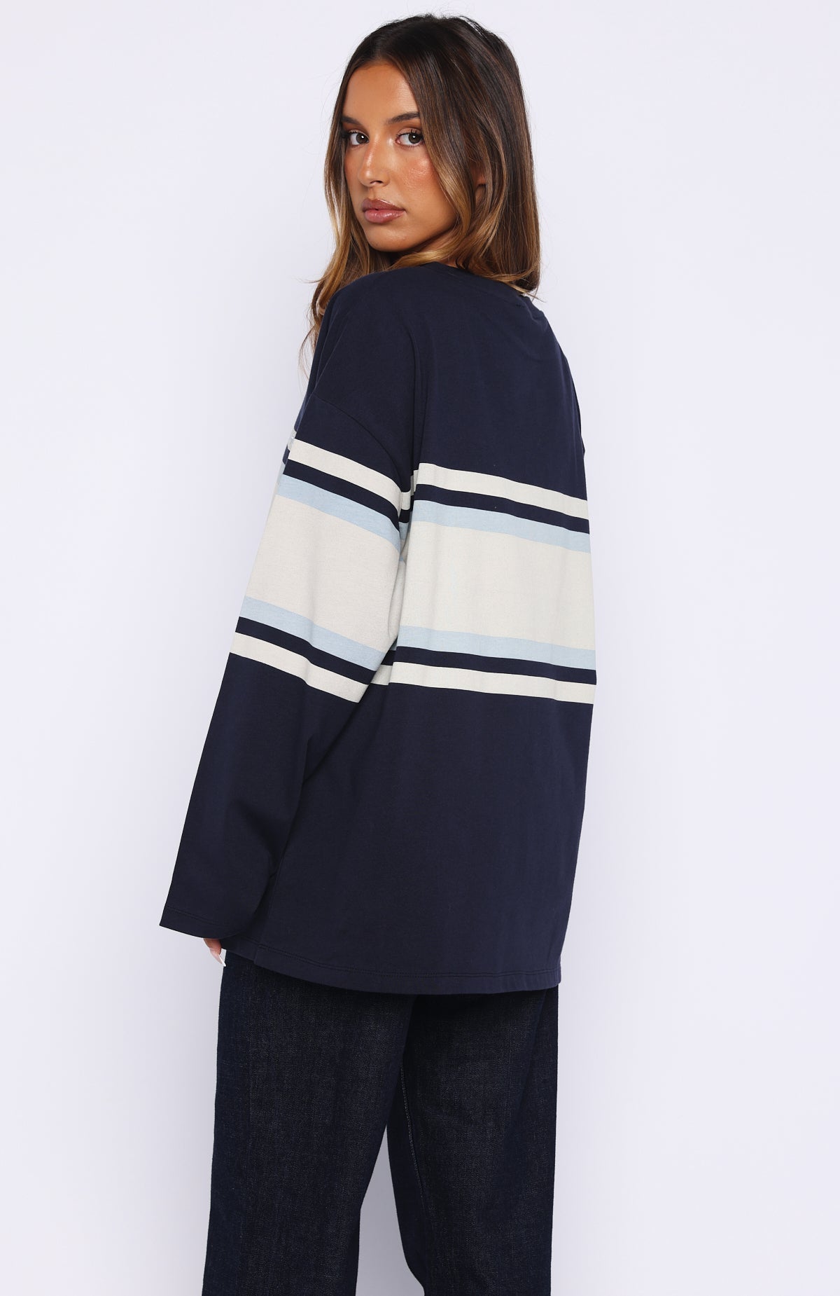 Too Cool For You Oversized Long Sleeve Tee Navy