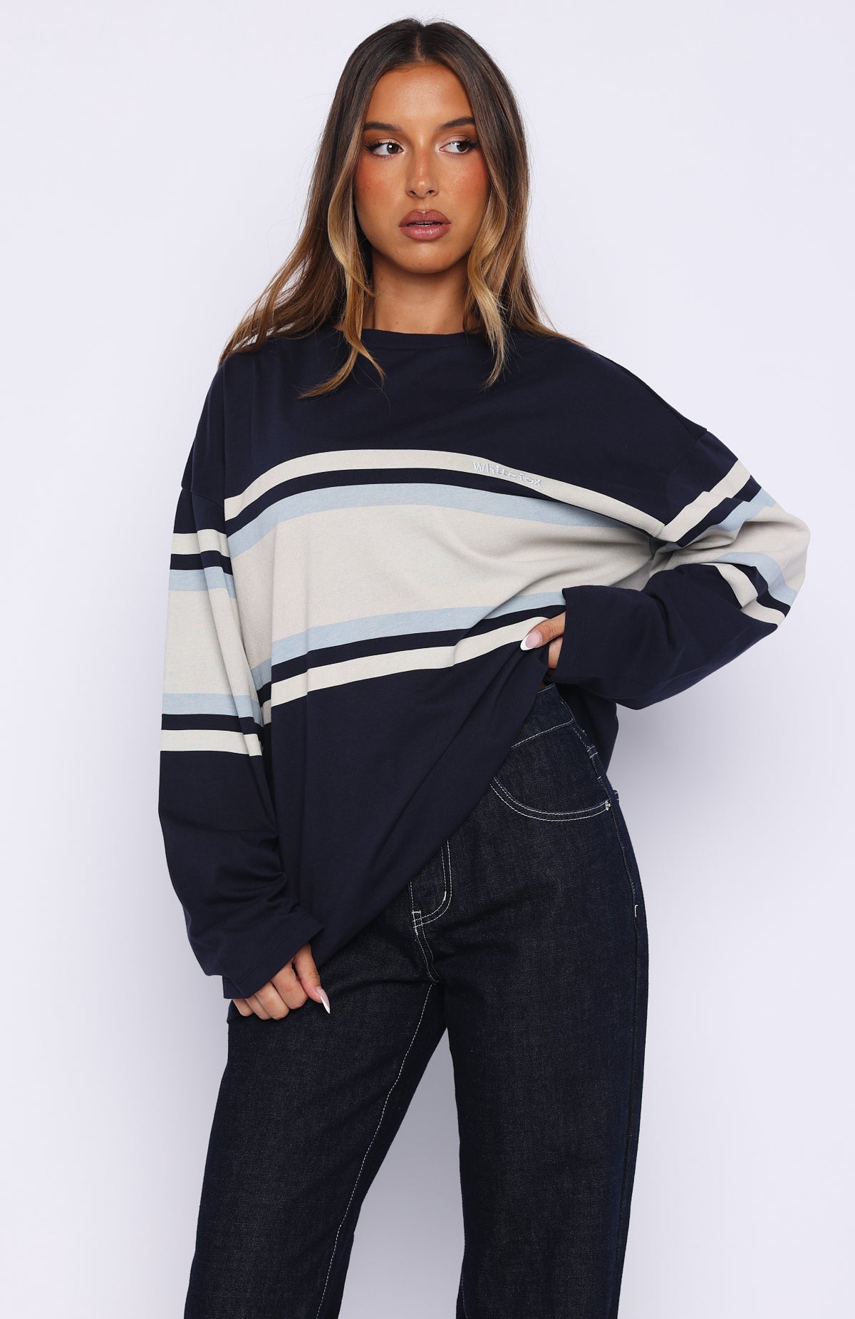 Too Cool For You Oversized Long Sleeve Tee Navy