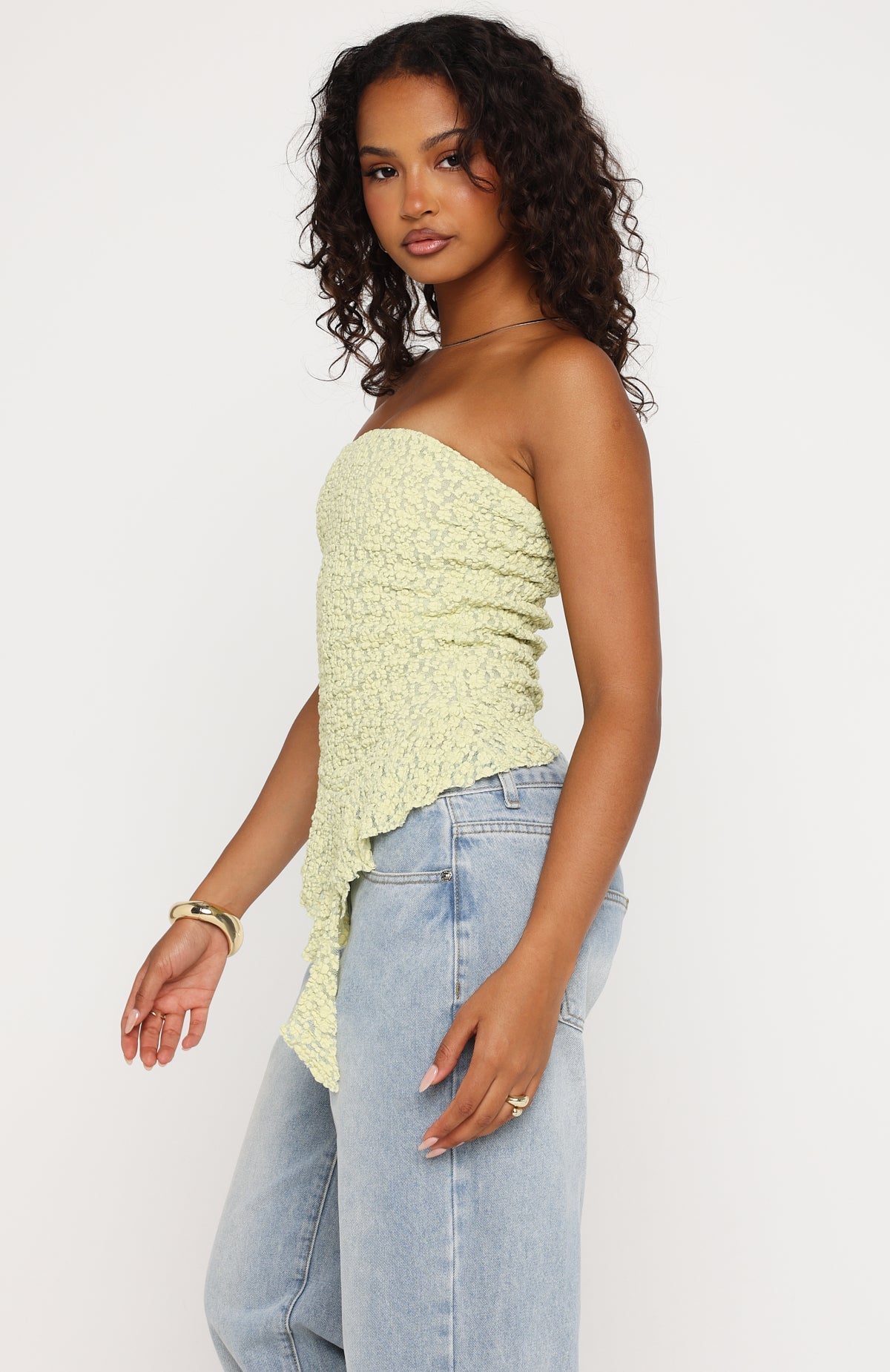 Too Glam To Give A Damn Strapless Top Pistachio