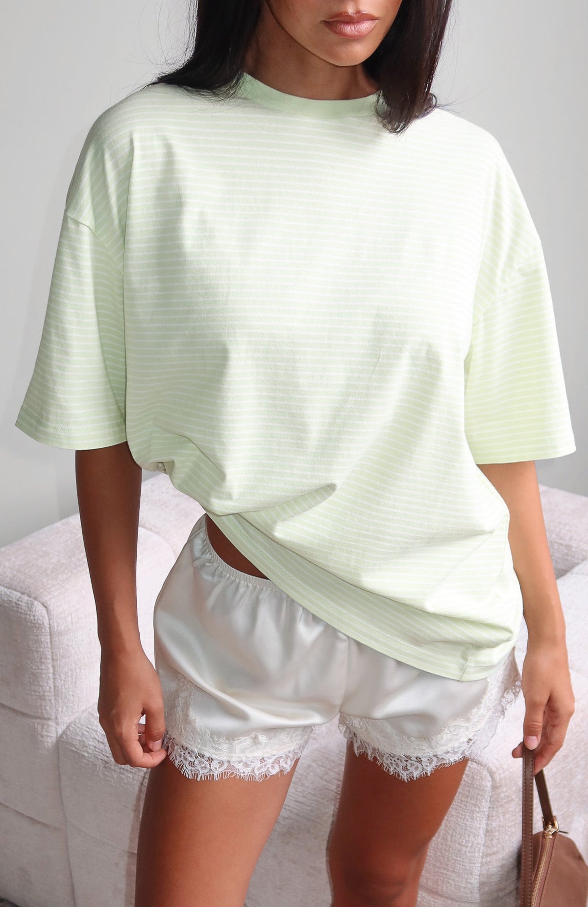 Touchdown Oversized Tee Lime Stripe