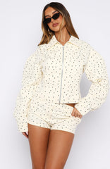 Treasure Me Bomber Jacket Cream/Black Polka Dot