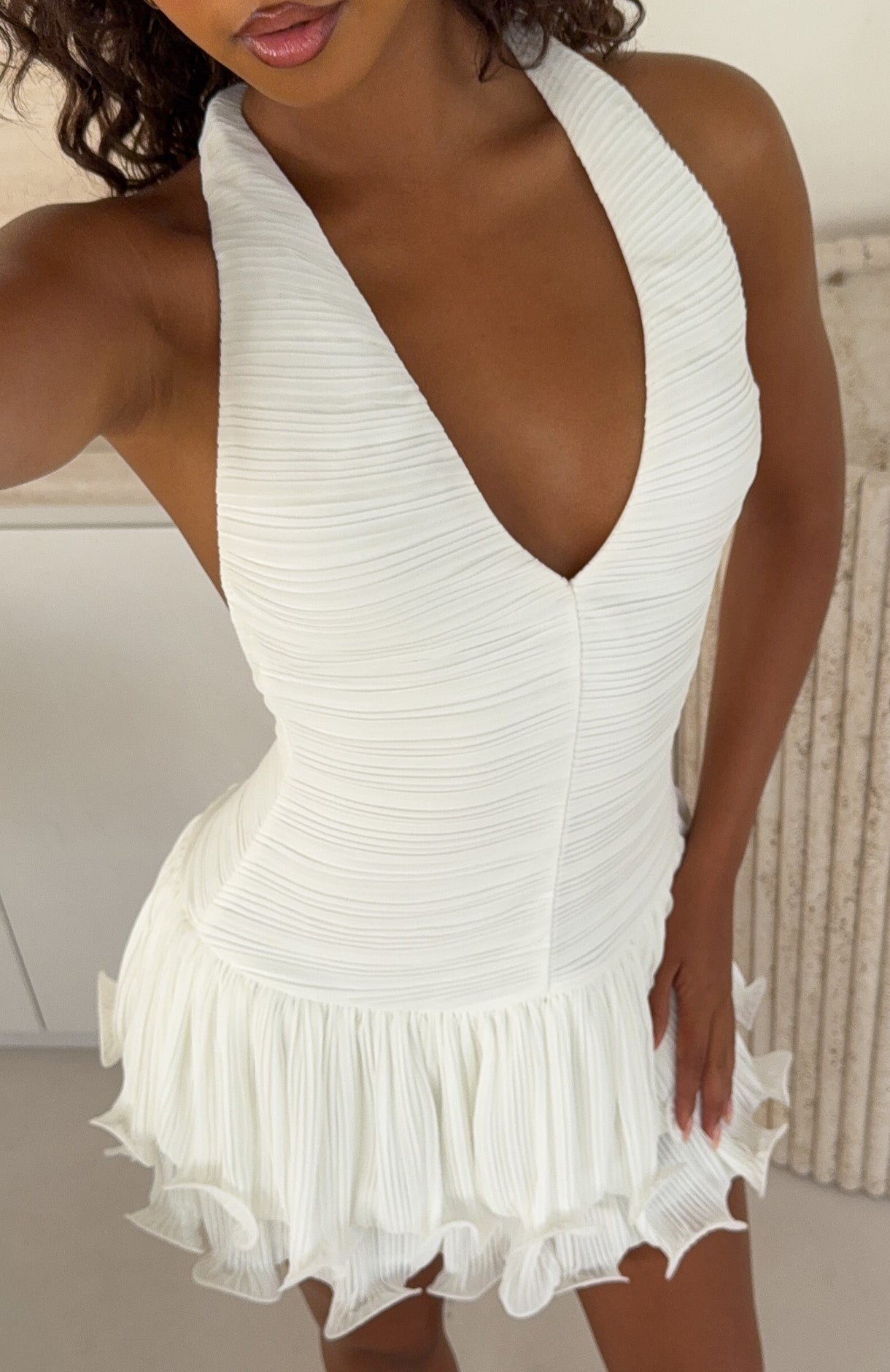 Turn Up Tonight Mini Dress White