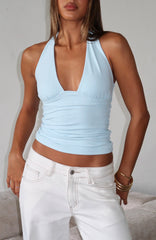 Twice As Nice Halter Top Baby Blue