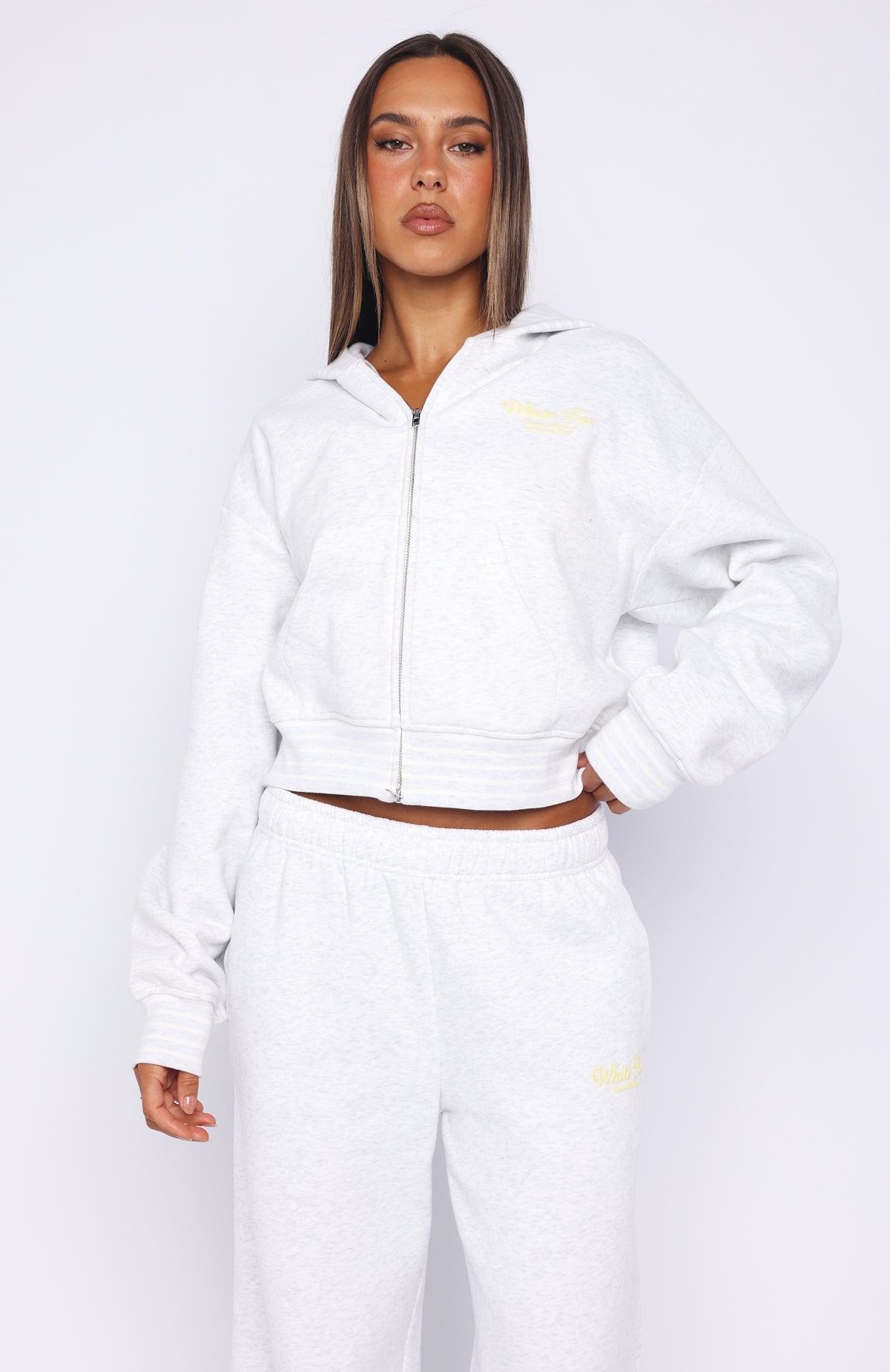 Verano Sixteen Fiorella Boxy Zip Front Hoodie Grey Marle