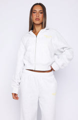 Verano Sixteen Fiorella Boxy Zip Front Hoodie Grey Marle