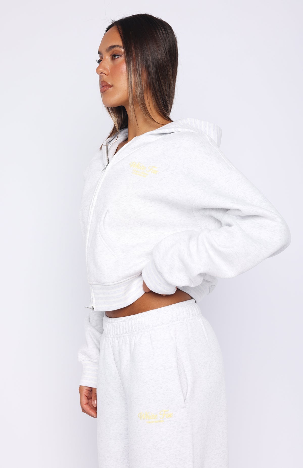 Verano Sixteen Fiorella Boxy Zip Front Hoodie Grey Marle