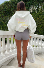 Verano Sixteen Viola Oversized Slouch Zip Front Hoodie White