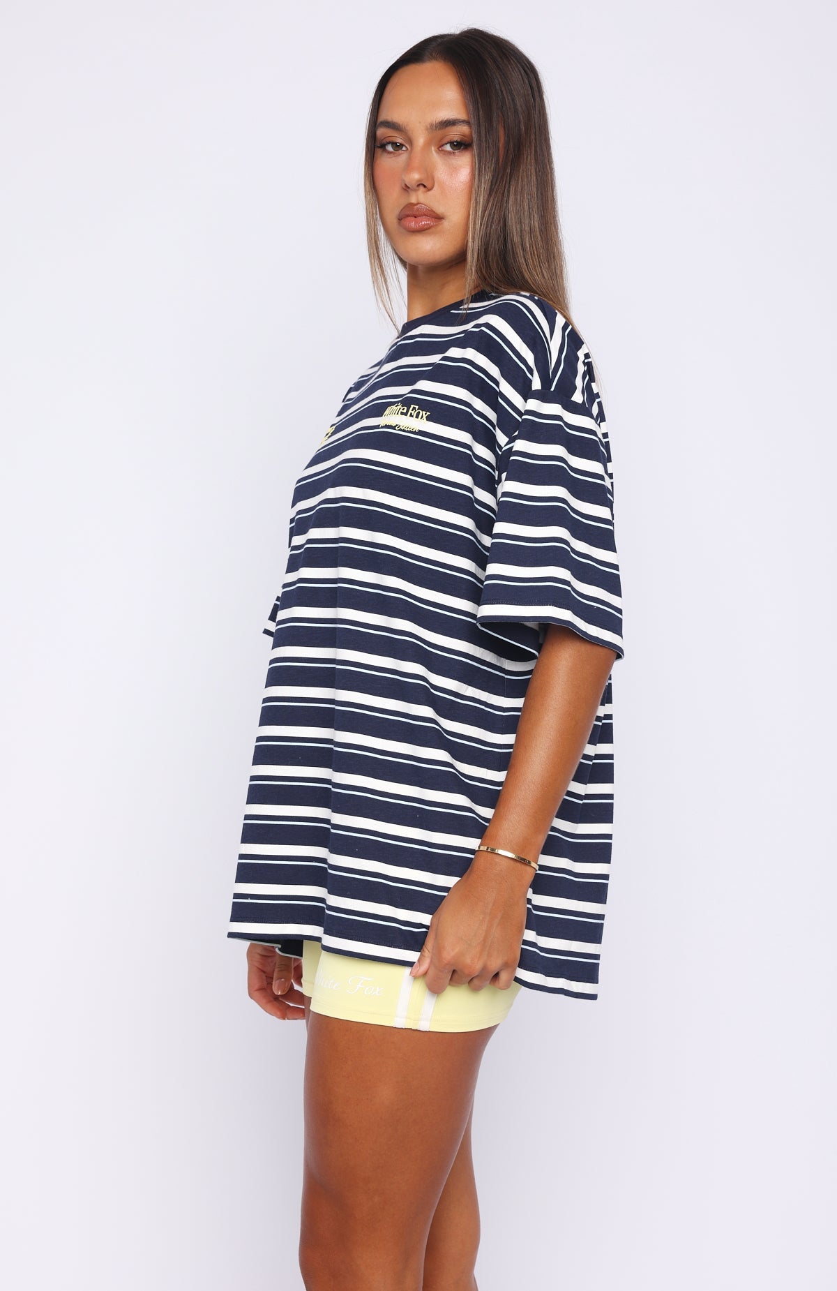 Verano Sixteen Viola Oversized Tee Navy Stripe
