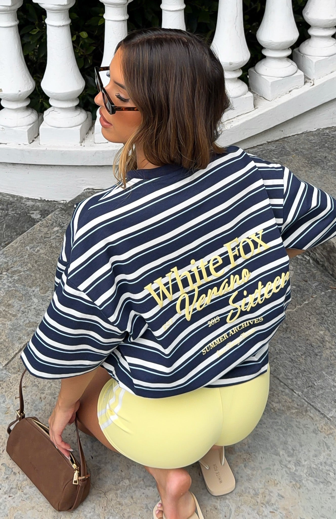 Verano Sixteen Viola Oversized Tee Navy Stripe