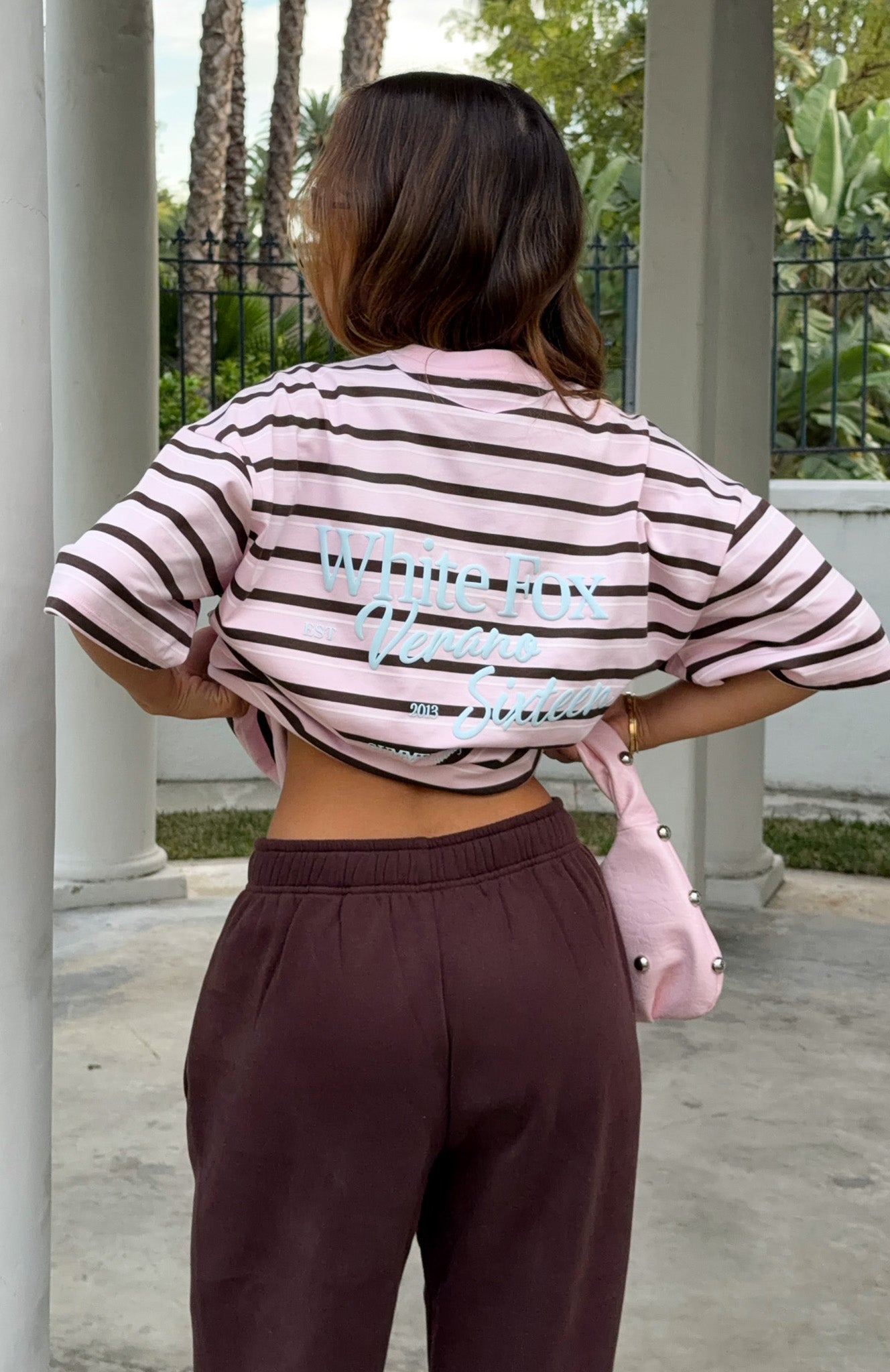 Verano Sixteen Viola Oversized Tee Pink Stripe