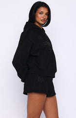 Vibe Too High Boxy Zip Front Hoodie Black