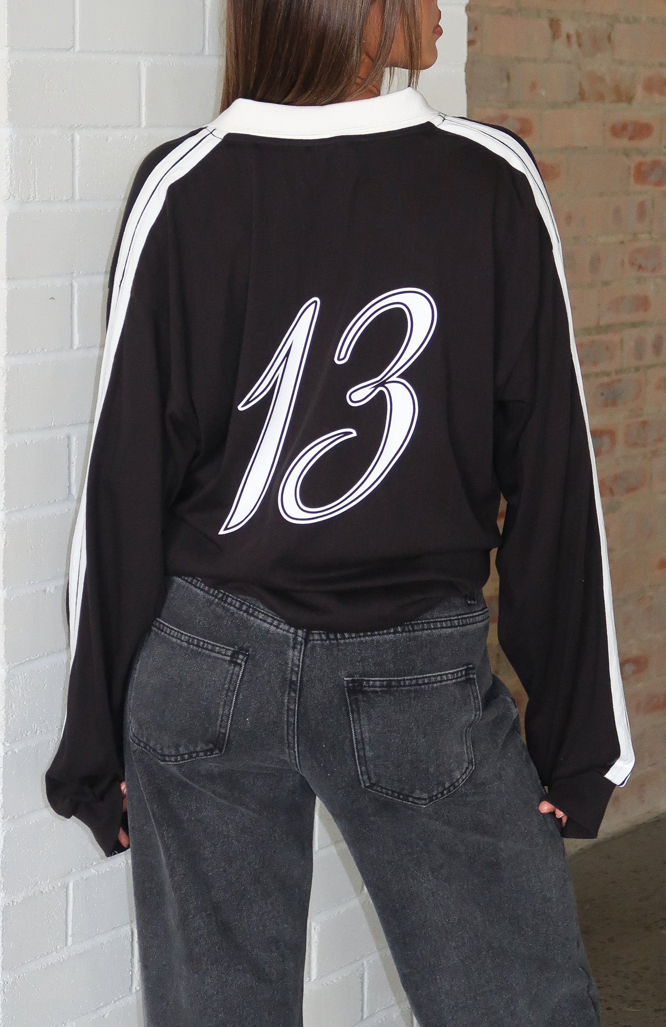 Dreamy Skies Long Sleeve Oversized Jersey Black