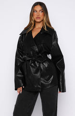 Victory Lap PU Jacket Black