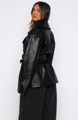 Victory Lap PU Jacket Black