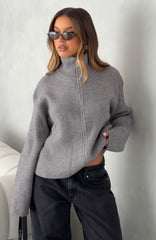 Violetta Zip Knit Cardigan Smokey Grey
