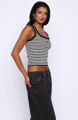 Wanting Problems Knit Top Black/White Stripe
