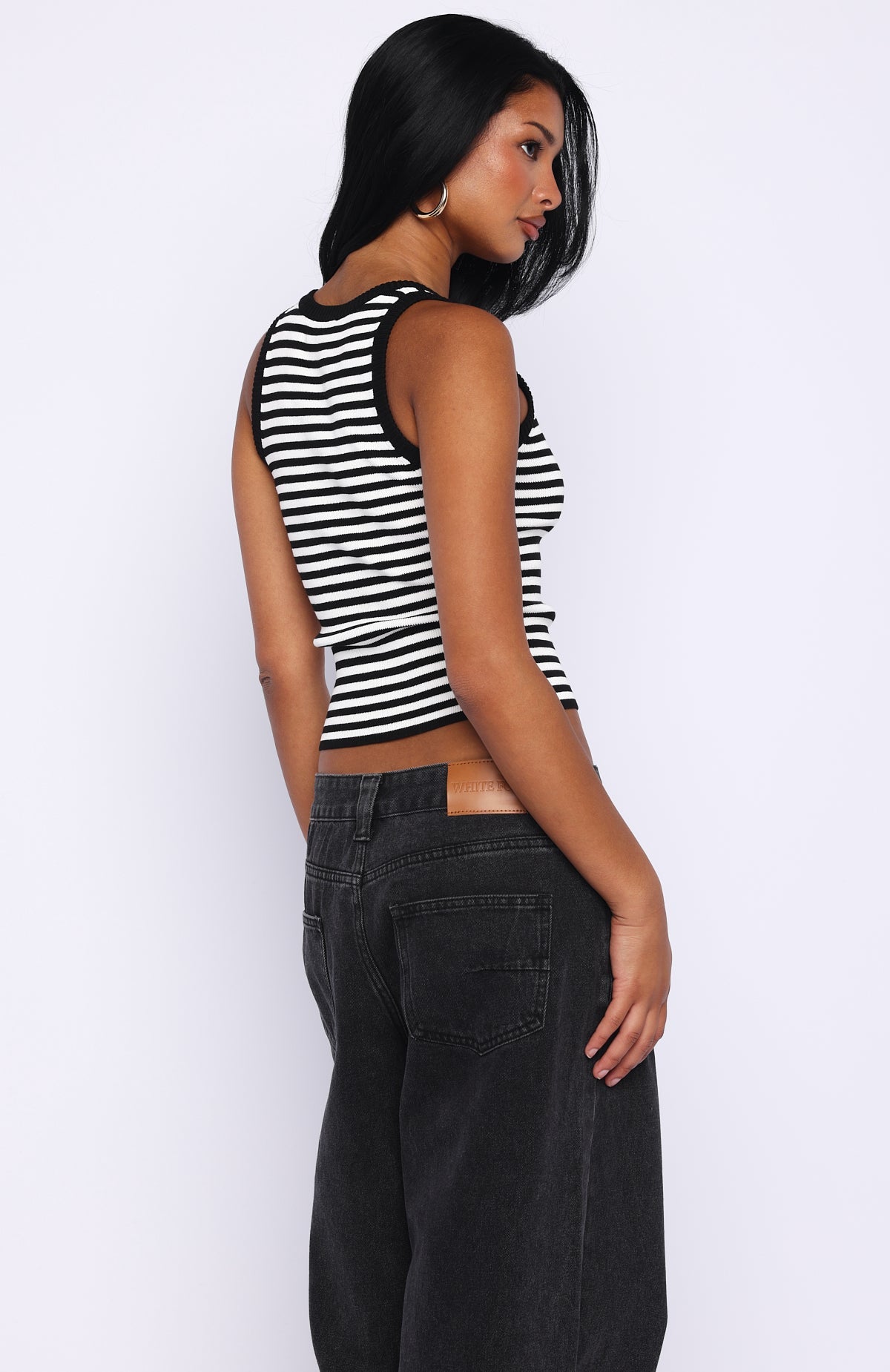 Wanting Problems Knit Top Black/White Stripe