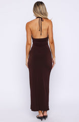 We All Want More Halter Neck Maxi Dress Chocolate