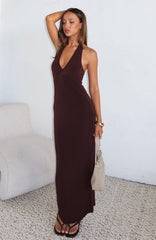 We All Want More Halter Neck Maxi Dress Chocolate