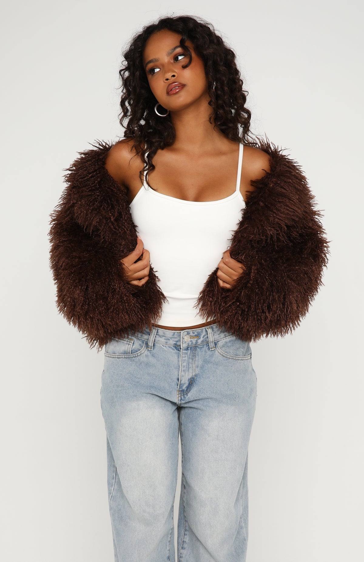 Weekend Away Faux Fur Jacket Chocolate
