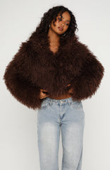 Weekend Away Faux Fur Jacket Chocolate