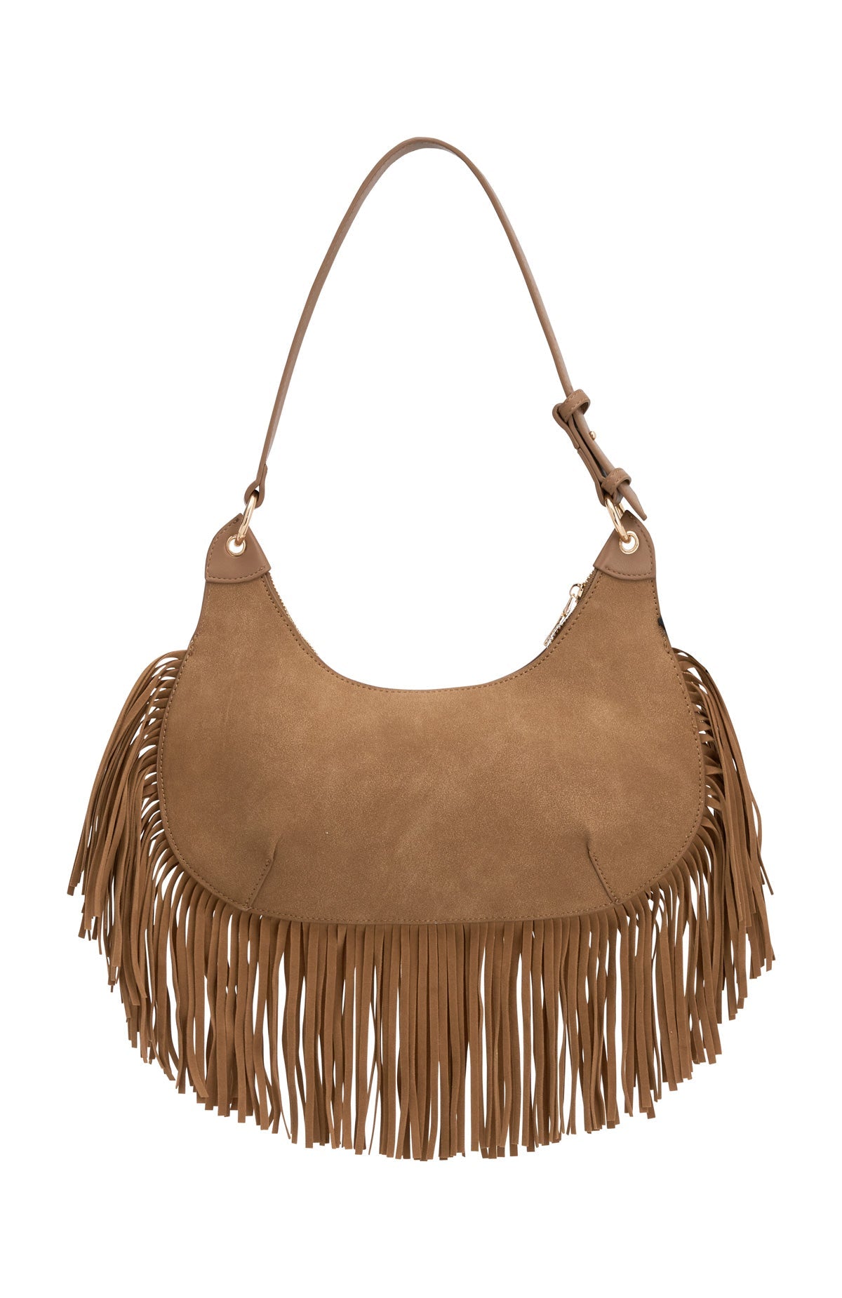 Wells Shoulder Bag Taupe Faux Suede