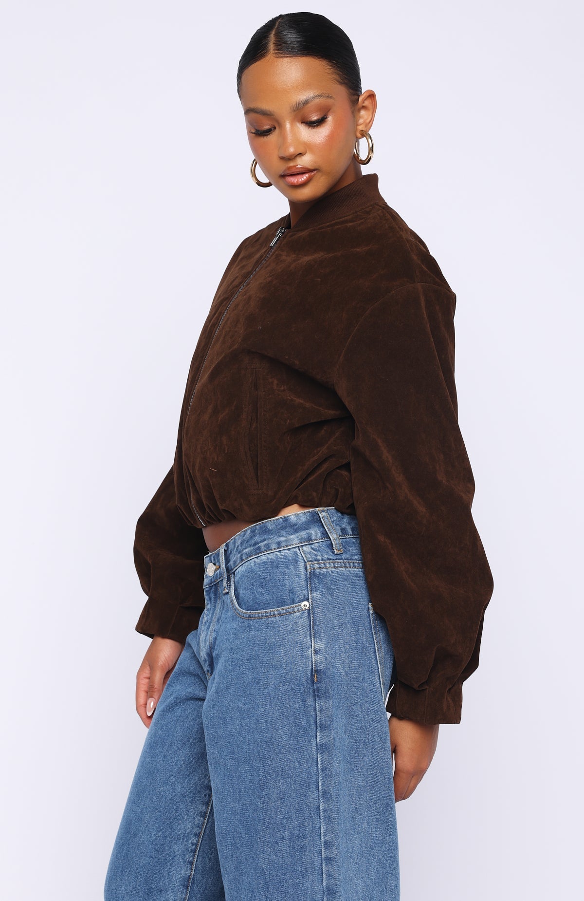 What Did I Miss Faux Suede Jacket Chocolate