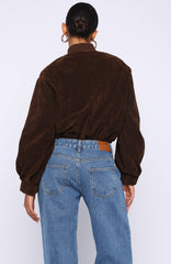 What Did I Miss Faux Suede Jacket Chocolate