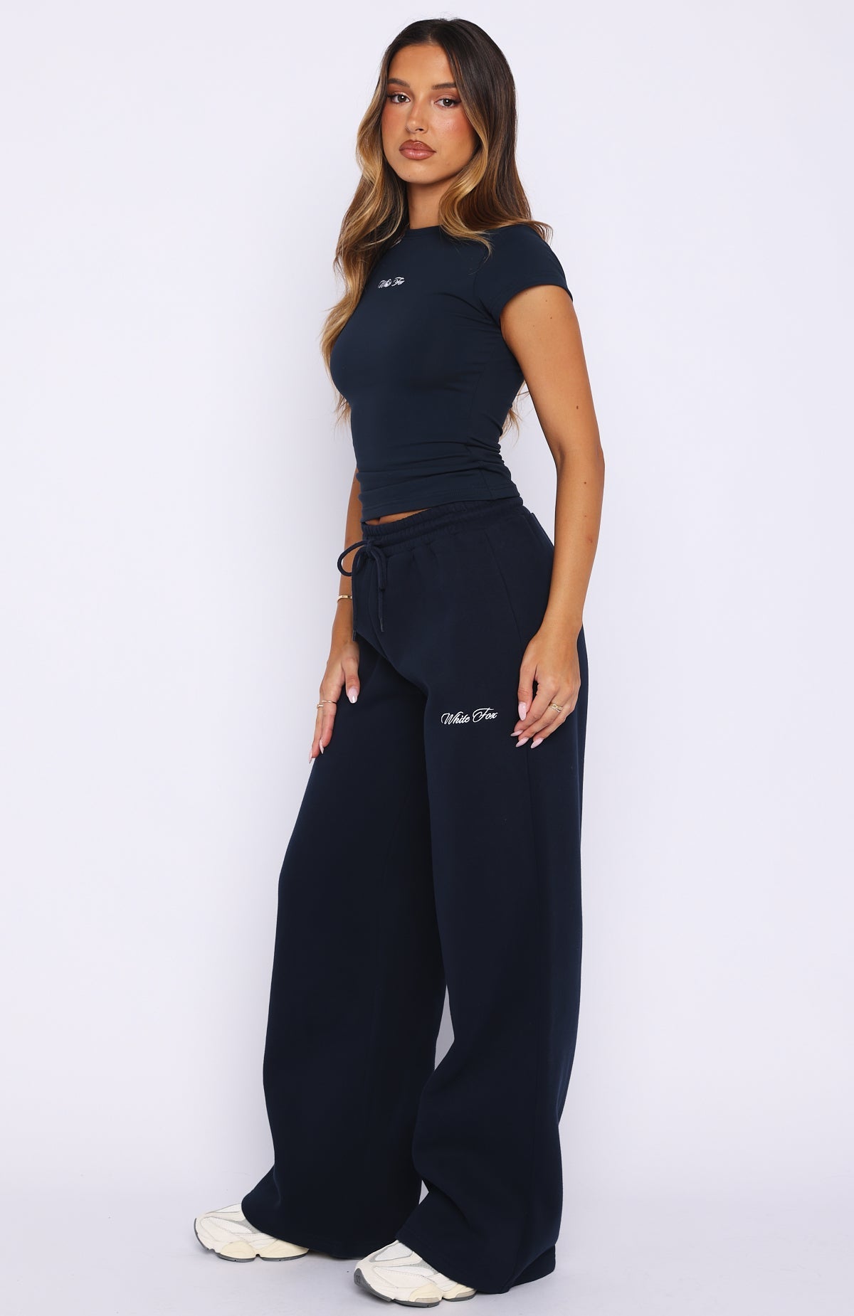 Wishing For It Wide Leg Sweatpants Navy