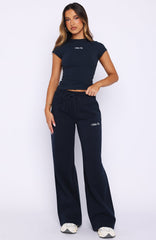 Wishing For It Wide Leg Sweatpants Navy