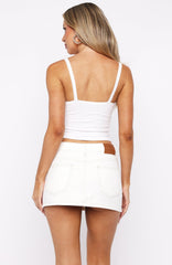Won't Be Lonely Denim Mini Skirt Off White