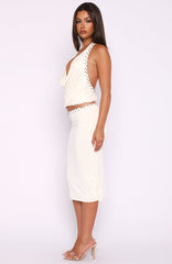 Sky Terrace Midi Skirt Cream