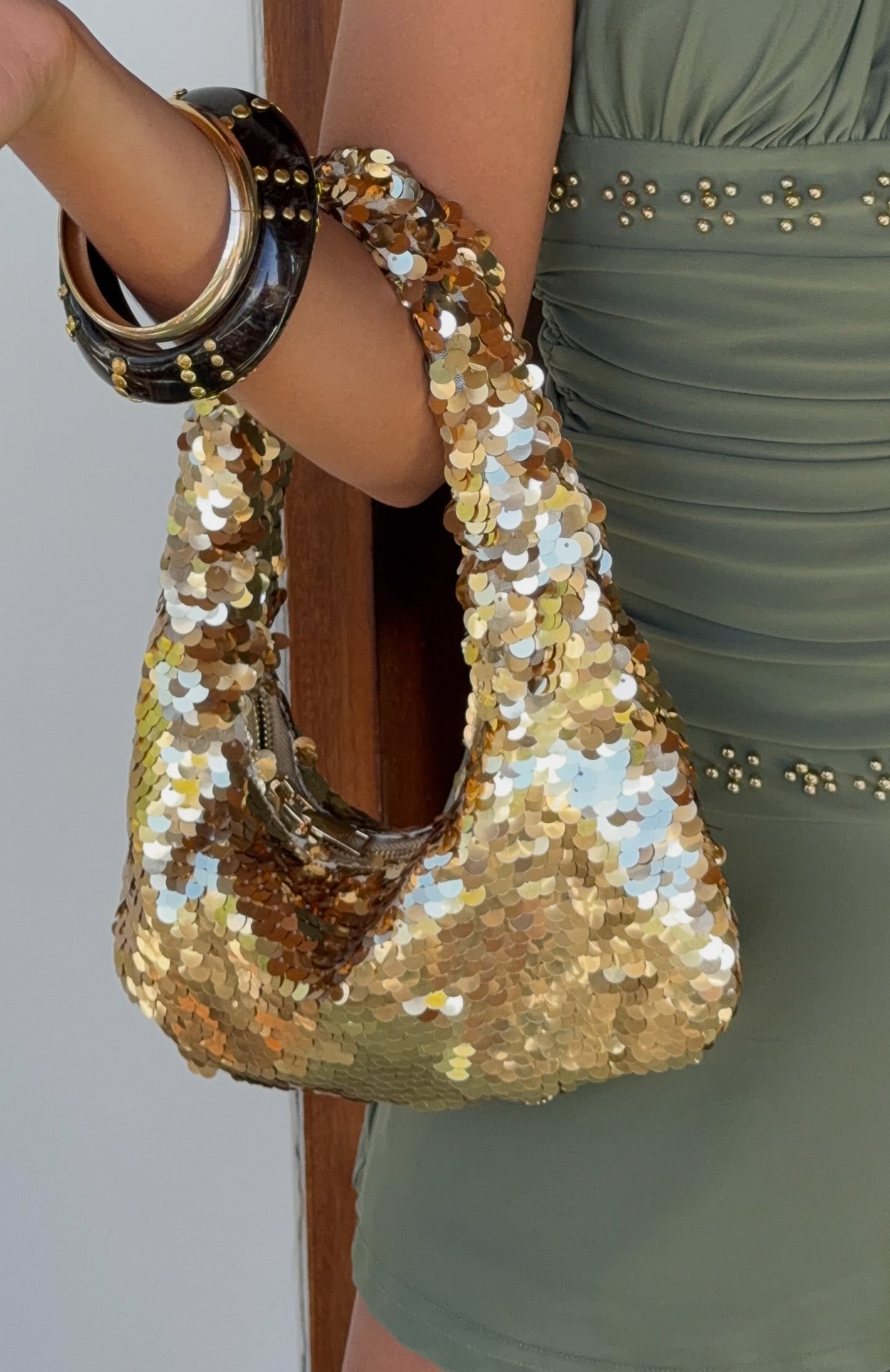 Kole Sequin Shoulder Bag Gold