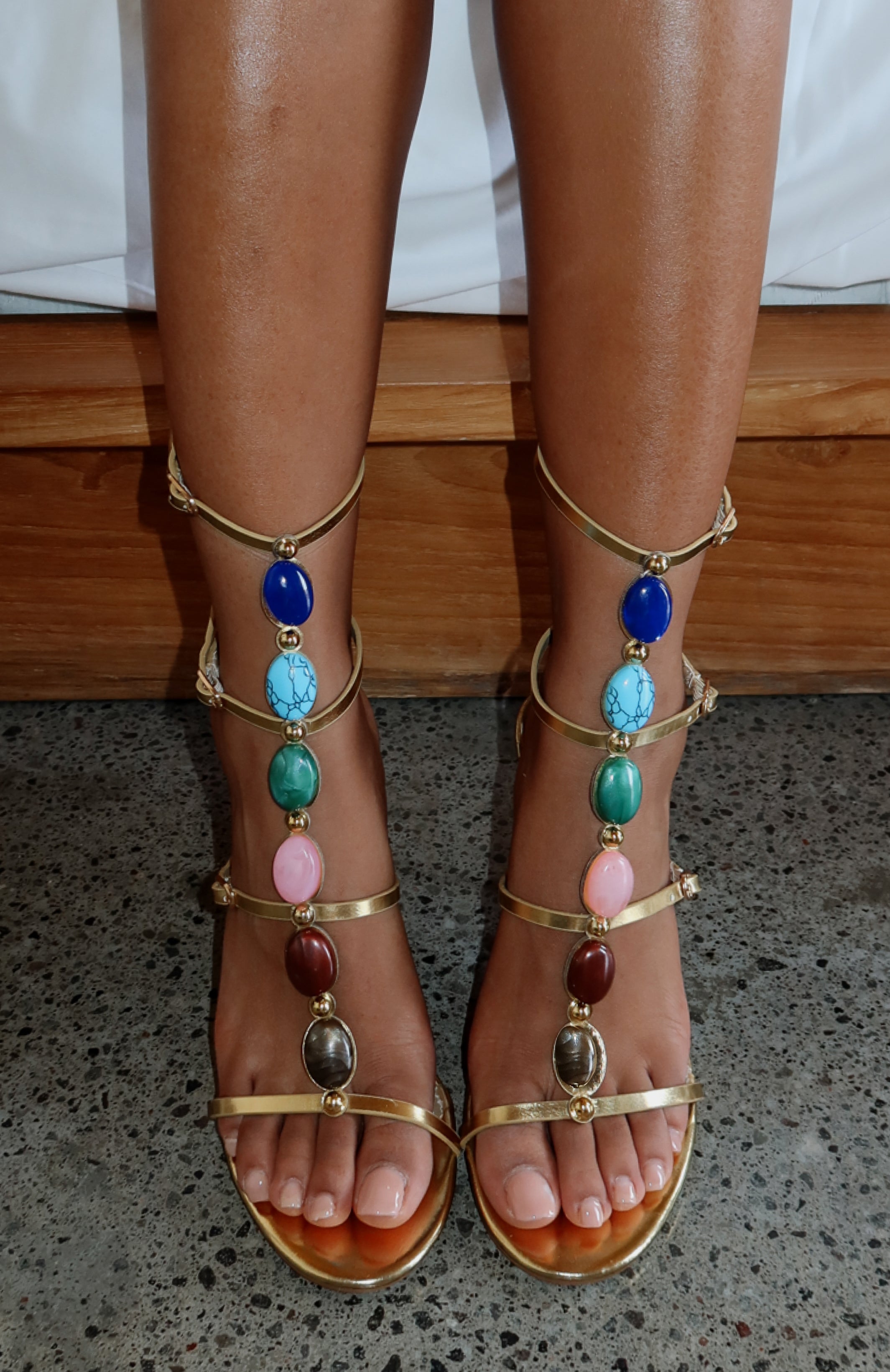 Yana Beaded Heels Gold