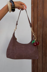 Jane Shoulder Bag Chocolate Faux Suede