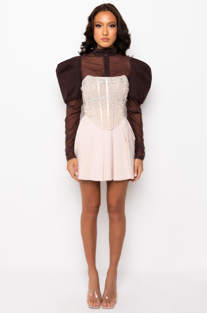 WILD SIDE RHINESTONE MESH CORSET