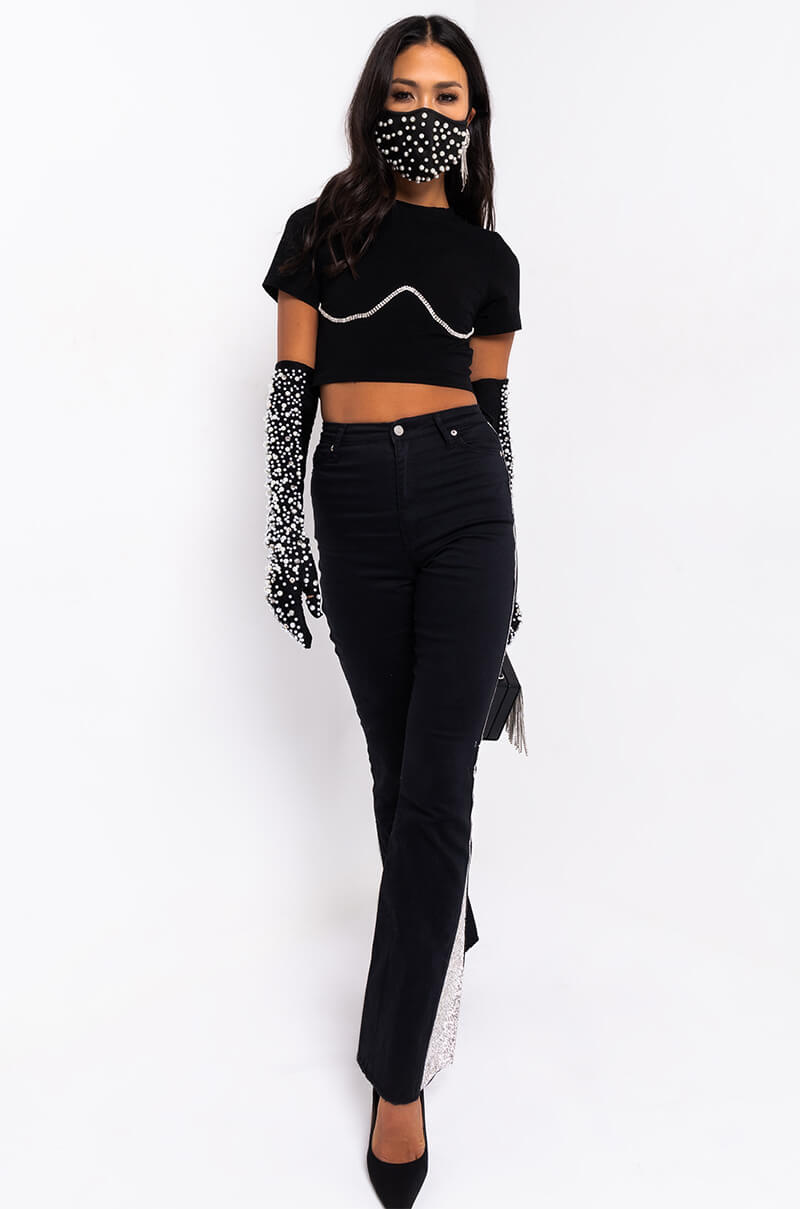 SEXY RHINESTONE DENIM HIGH RISE DENIM