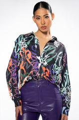 WILDER PRINTED BUTTON DOWN BLOUSE