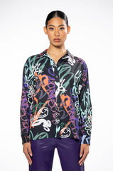 WILDER PRINTED BUTTON DOWN BLOUSE