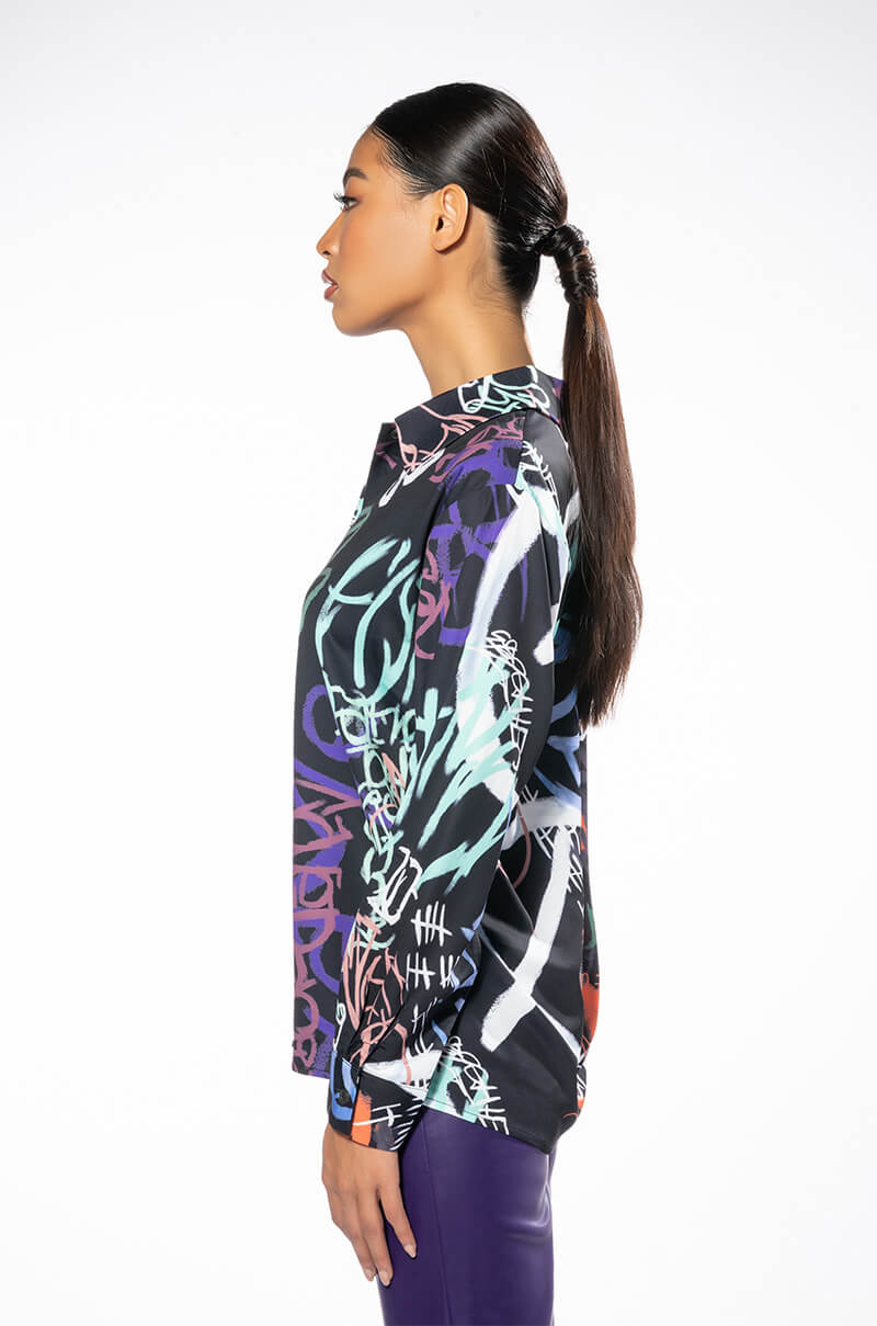WILDER PRINTED BUTTON DOWN BLOUSE